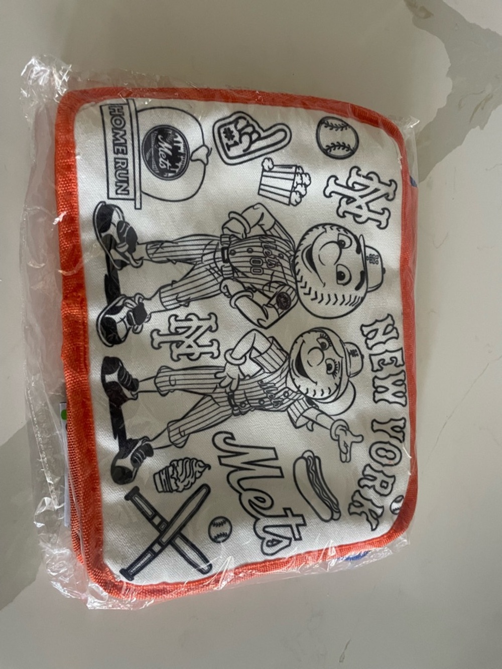 New York Mets Kids Coloring Pouch - White with Orange Trim